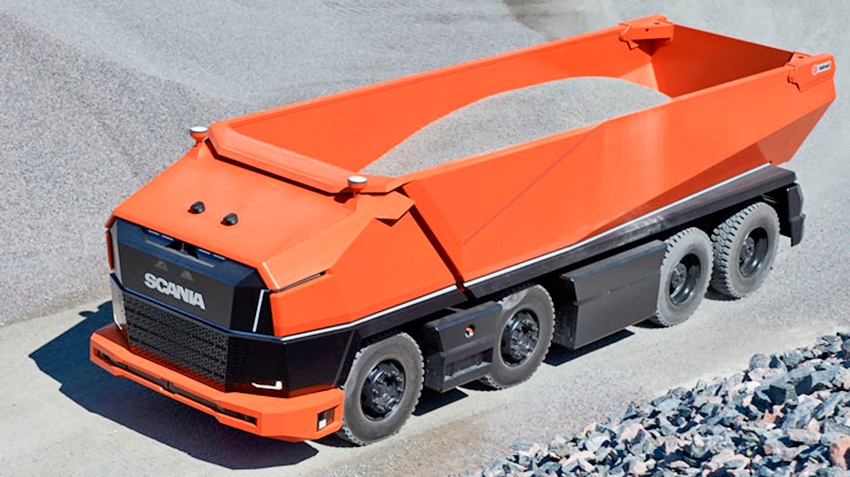 Scania introduced the unmanned dump truck without cab