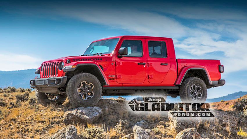In the web lit photo of a future Jeep pickup Gladiator 2020