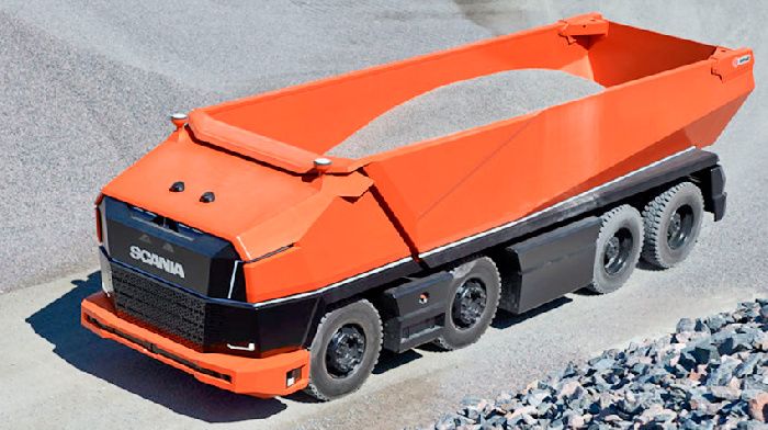 Scania introduced the unmanned dump truck without cab