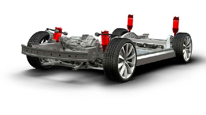 Tesla Model 3 with smart suspension