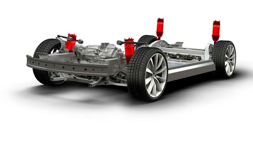 Tesla Model 3 with smart suspension