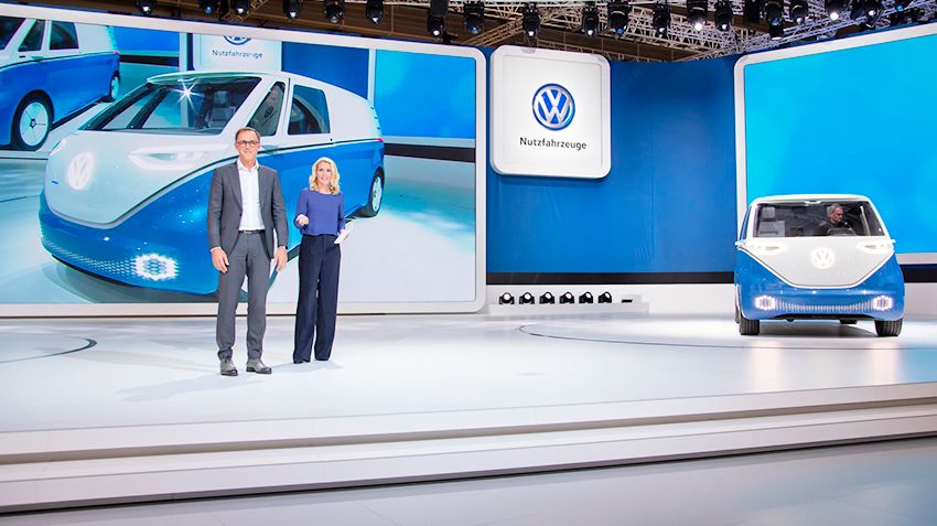 Truck dealership in Hanover began with the premiere of five electroencephal Volkswagen NFZ