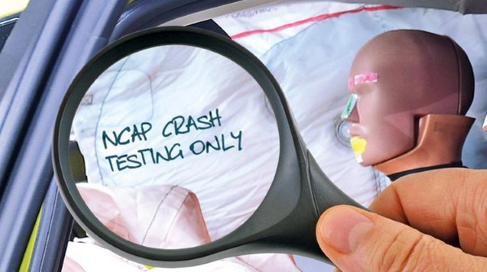 In crash tests Euro NCAP were found parts of machines with strange symbols