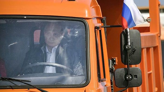 Putin drove KAMAZ on the Crimean bridge