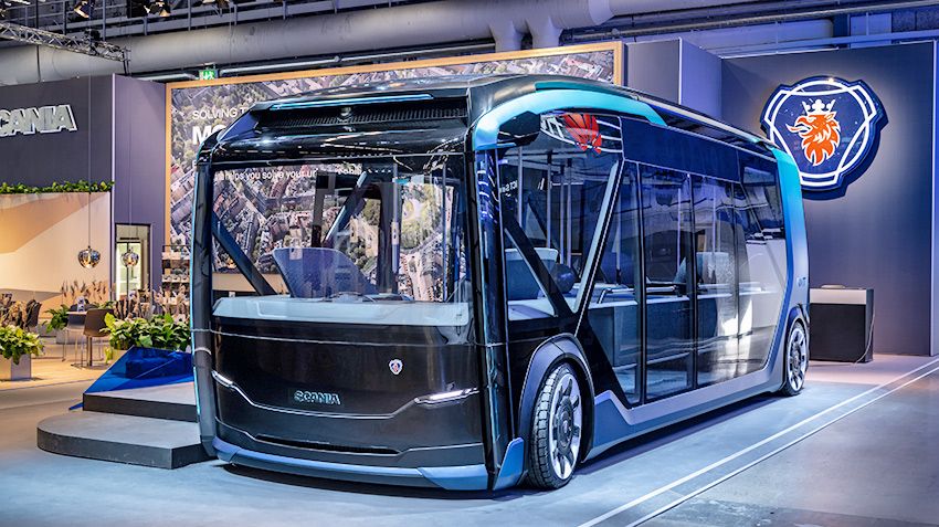 Shuttle Scania NXT sample 2030 showed in Stockholm