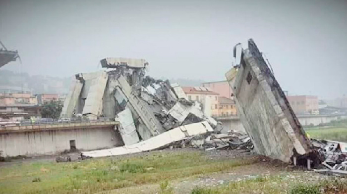 In Genoa collapsed kilometer bridge that killed dozens of people
