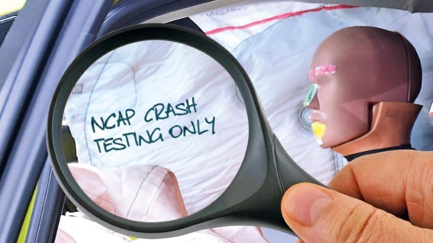 In crash tests Euro NCAP were found parts of machines with strange symbols